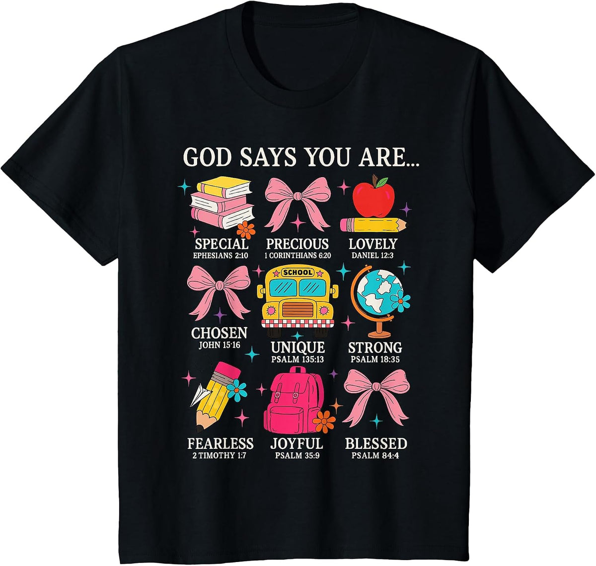 Teacher Christian God Says I Am Faith Religious Bible Verse T-Shirt - Black