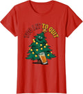 Women's Too Lit To Quit Funny Christmas Design T-Shirt - Red