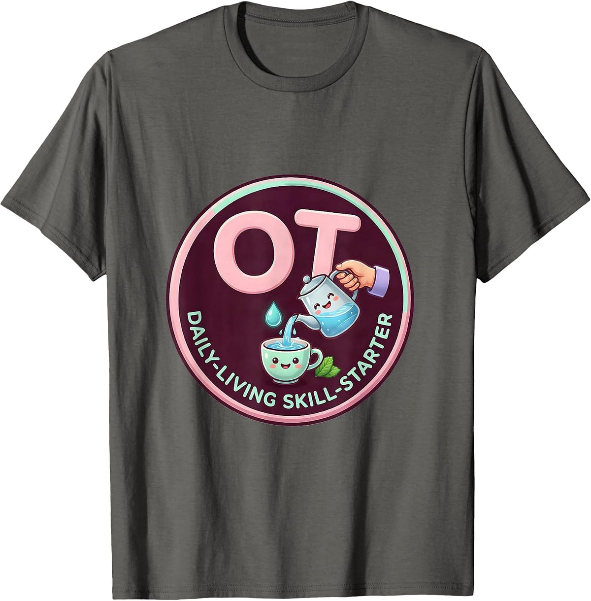 Men's OT, Daily-Living Skill-Starter Cute Kawaii Occupational T-Shirt - Asphalt Grey