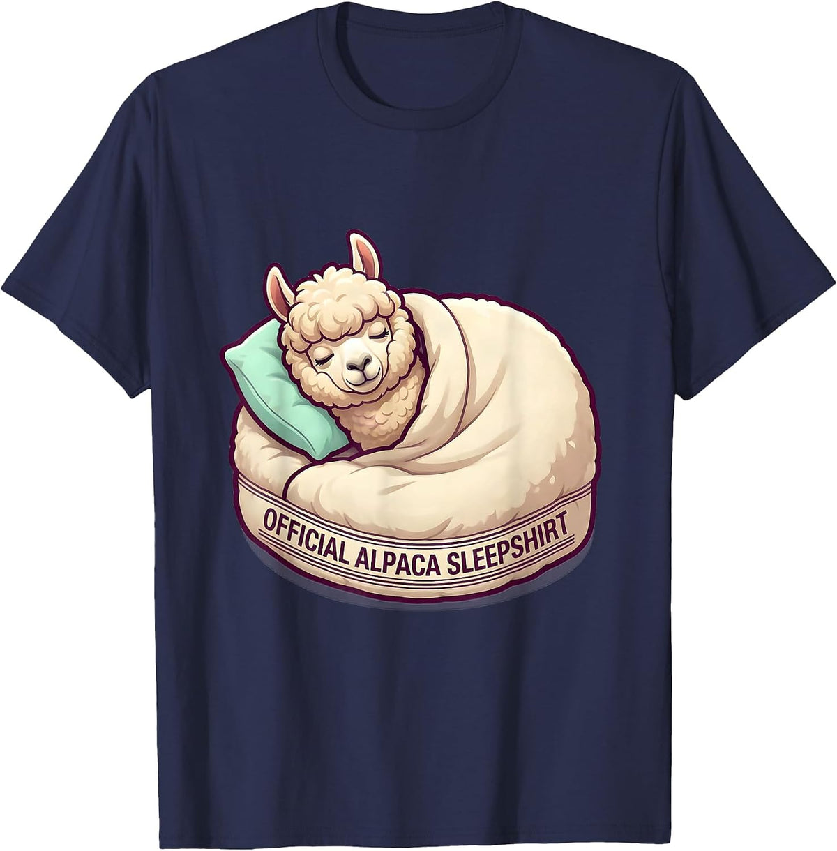 Official Alpaca Sleepshirt Cute Kawaii Animal Lover T-Shirt - Navy Blue