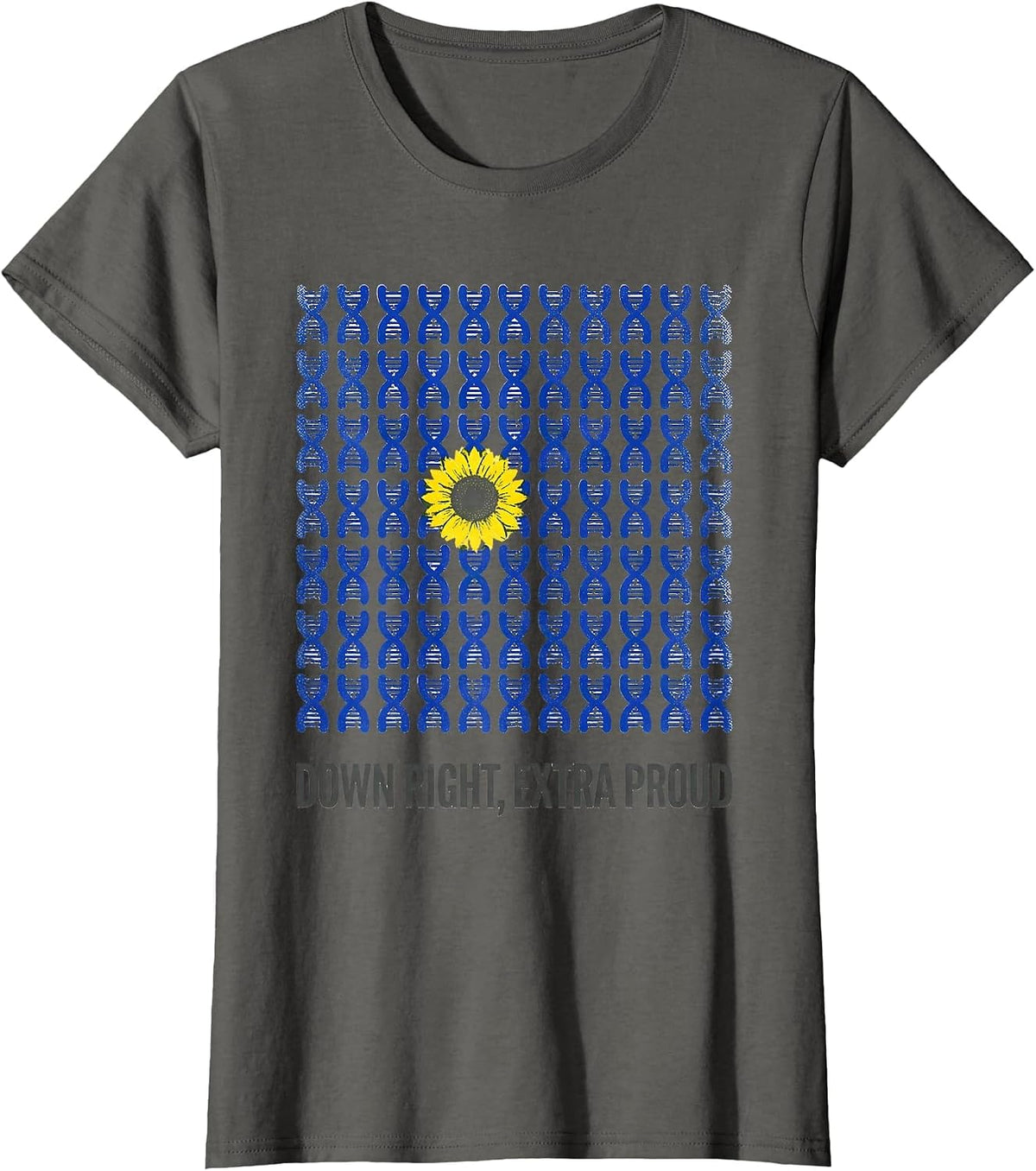 Women's Down Right Extra Proud Heartfelt Down Syndrome Awareness T-Shirt - Asphalt Grey