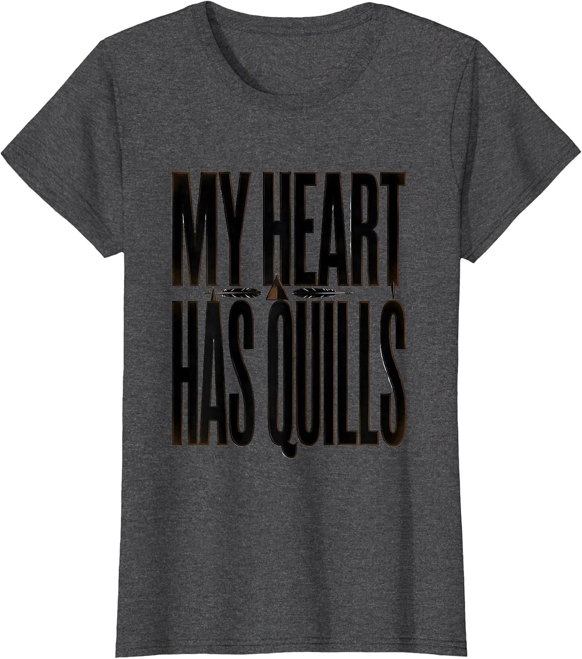 Women's My Heart Has Quills Cute Hedgehog Lover Funny Humor T-Shirt - Dark Heather Grey