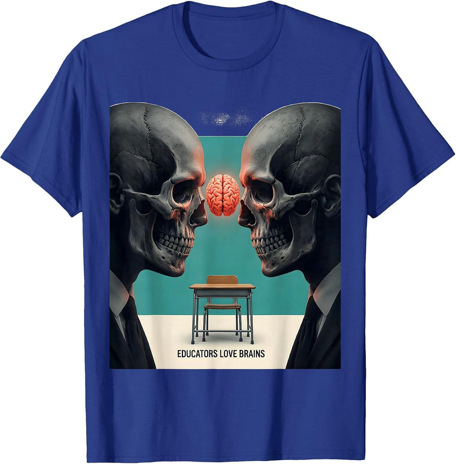 Educators Love Brains Funny Zombie Teacher Halloween Costume T-Shirt - Royal Blue