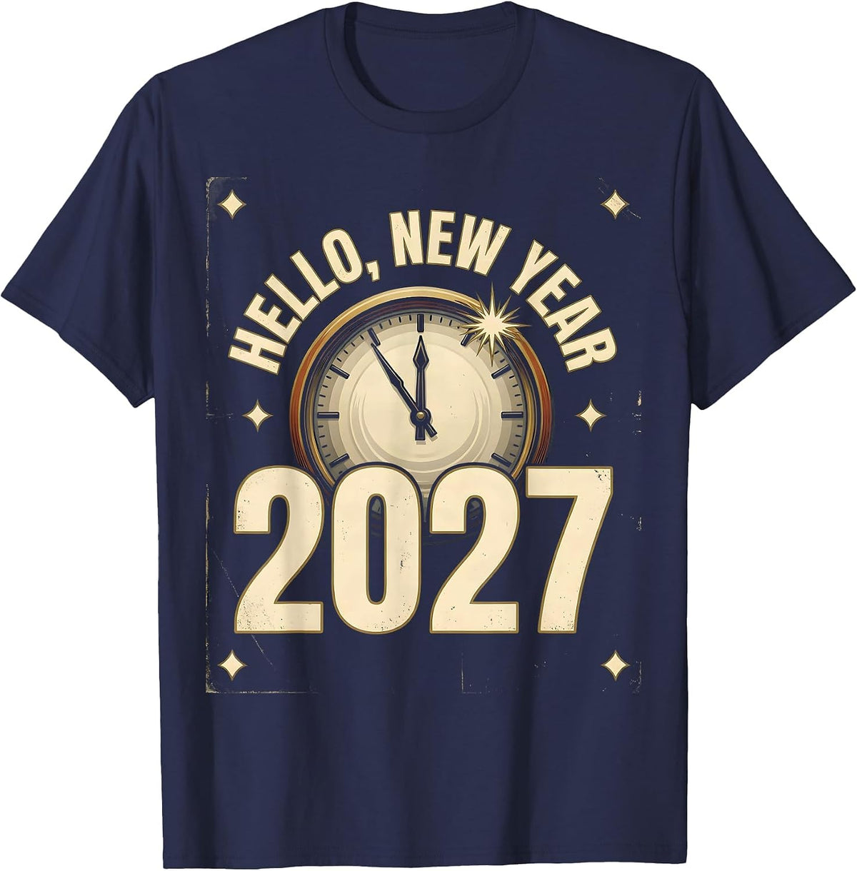 Hello, New Year 2027 Vintage Party Group Matching T-Shirt - Navy Blue