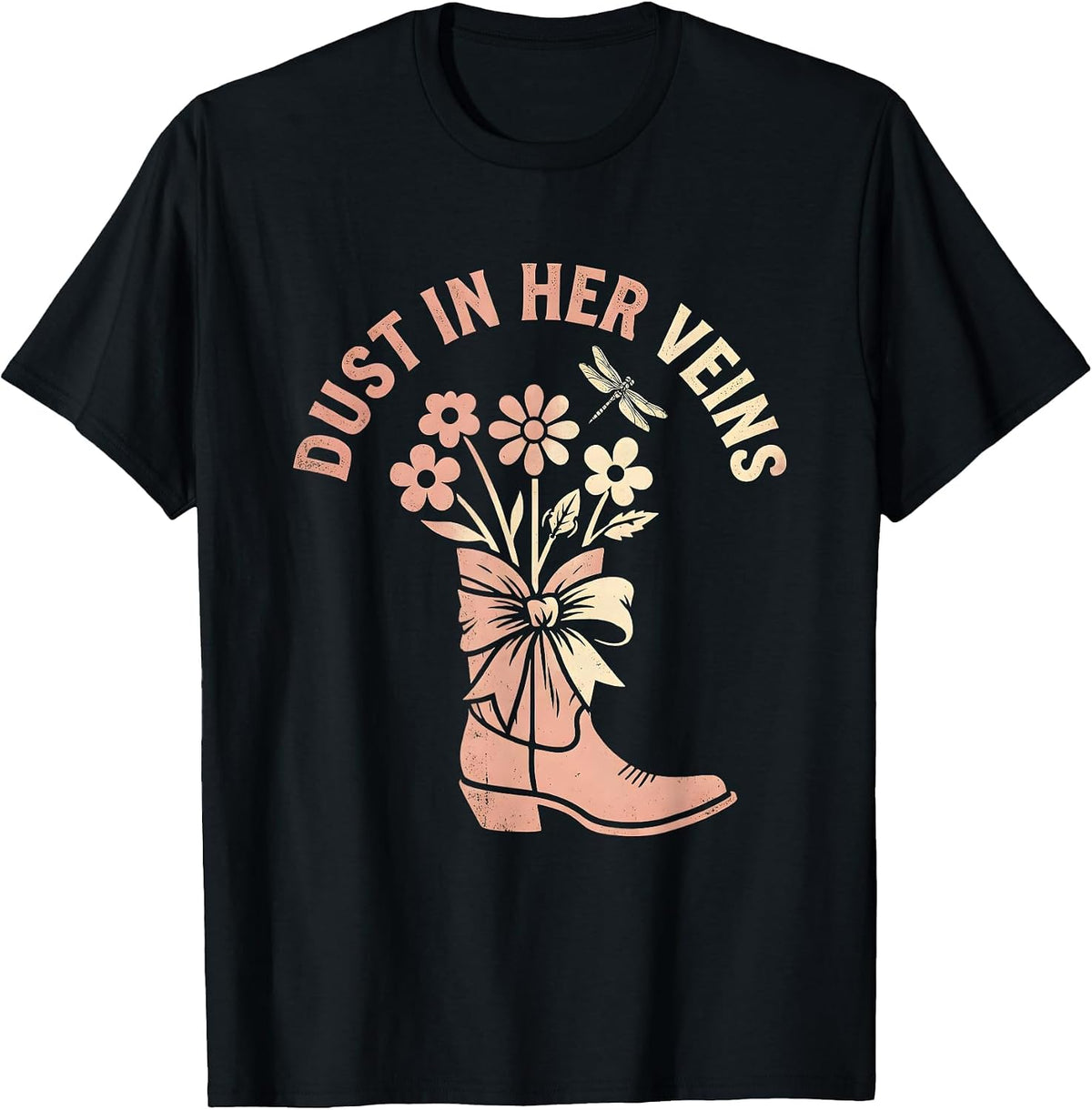 Men's Dust In Her Veins Rodeo Cowgirl Design T-Shirt - Black