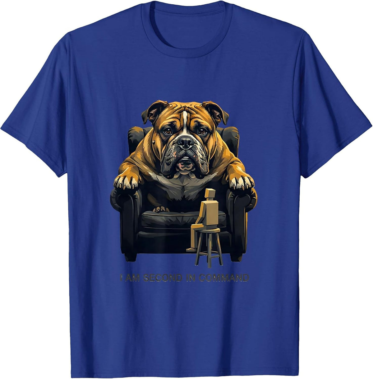 Men's I Am Second In Command Funny Pitbull Dog Mom Humor T-Shirt - Royal Blue