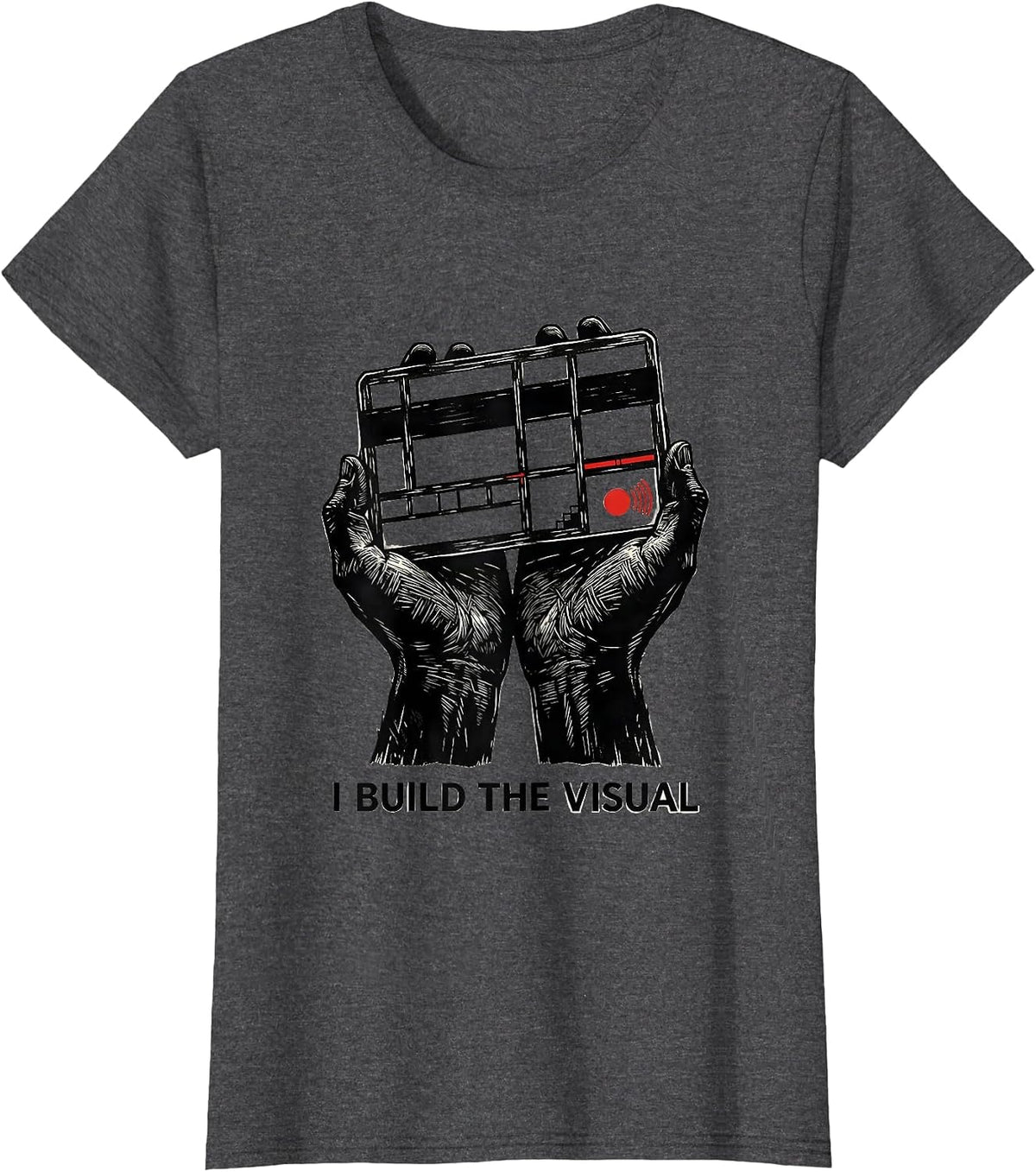 Women's I Build The Visual Linocut Special Education Teacher SPED T-Shirt - Dark Heather Grey