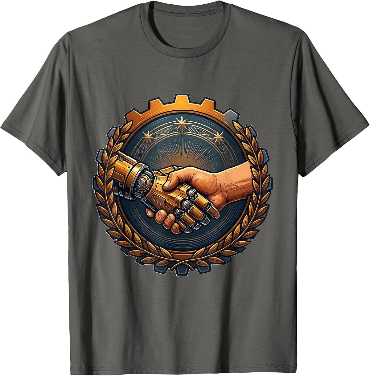 Occupational Therapy Robot and Human Handshake T-Shirt - Asphalt Grey