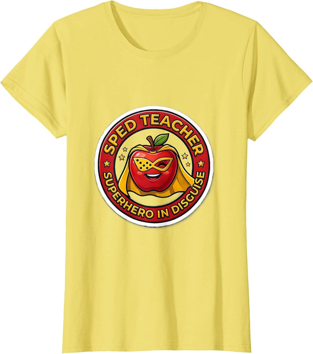 Women's Sped Teacher Superhero In Disguise Design T-Shirt - Lemon Yellow
