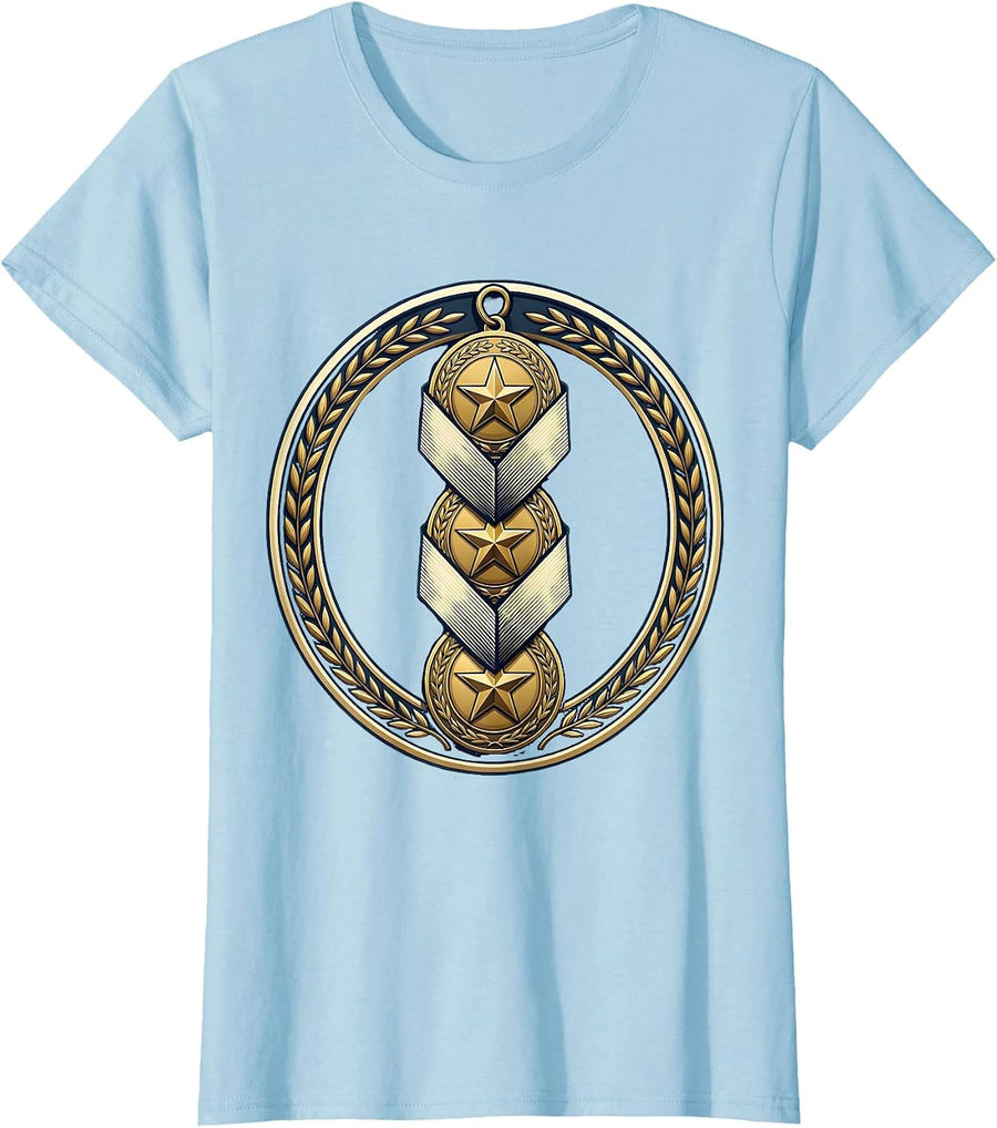 Women's Sped Teacher Patience Medals Graphic Design T-Shirt - Baby Blue