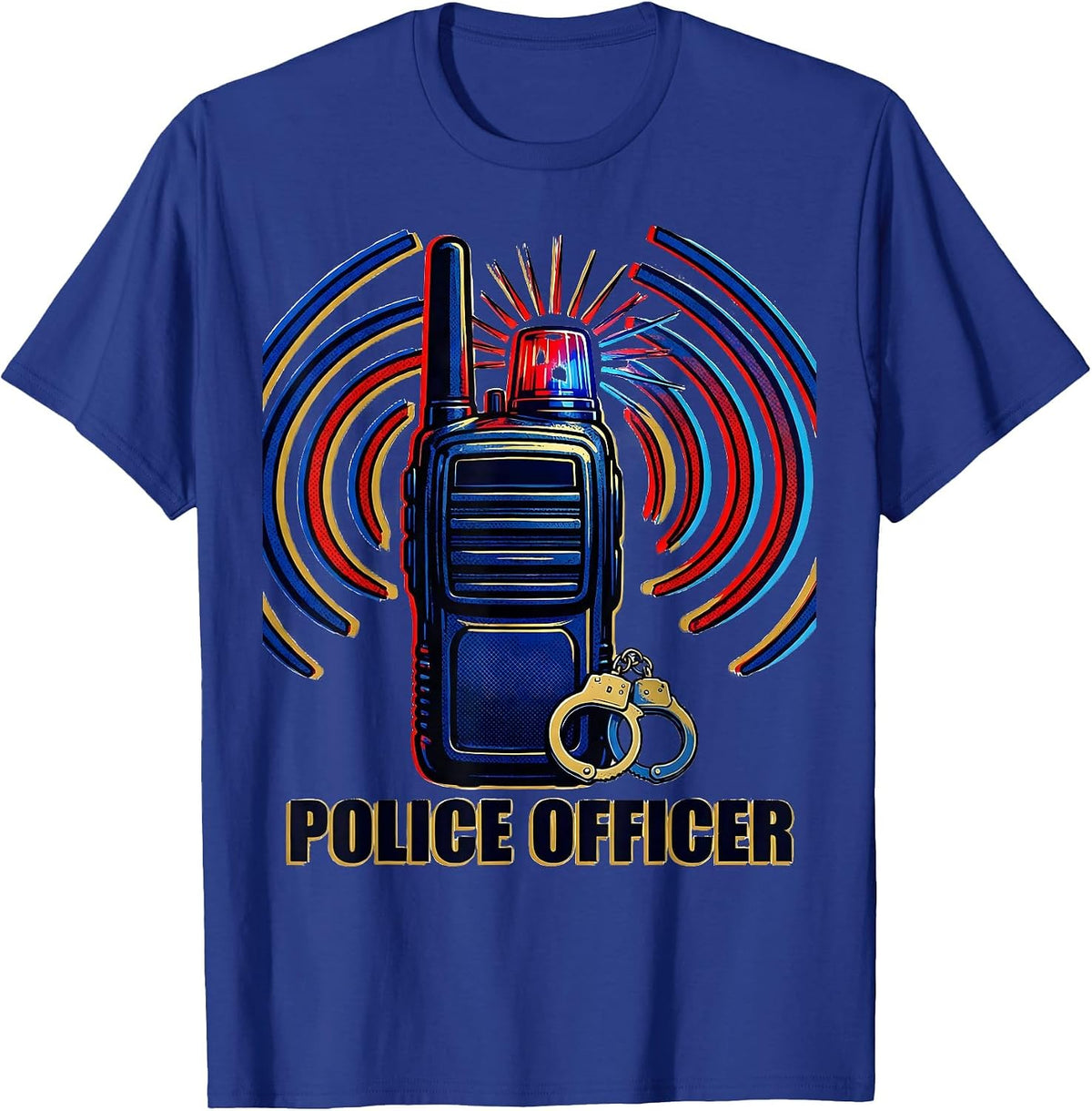 Police Officer Pop Art Halloween Costume Kids Future Cop T-Shirt - Royal Blue