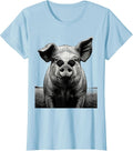 Women's Oversized Pig Head Funny Farm Animal Lover Gift T-Shirt - Baby Blue
