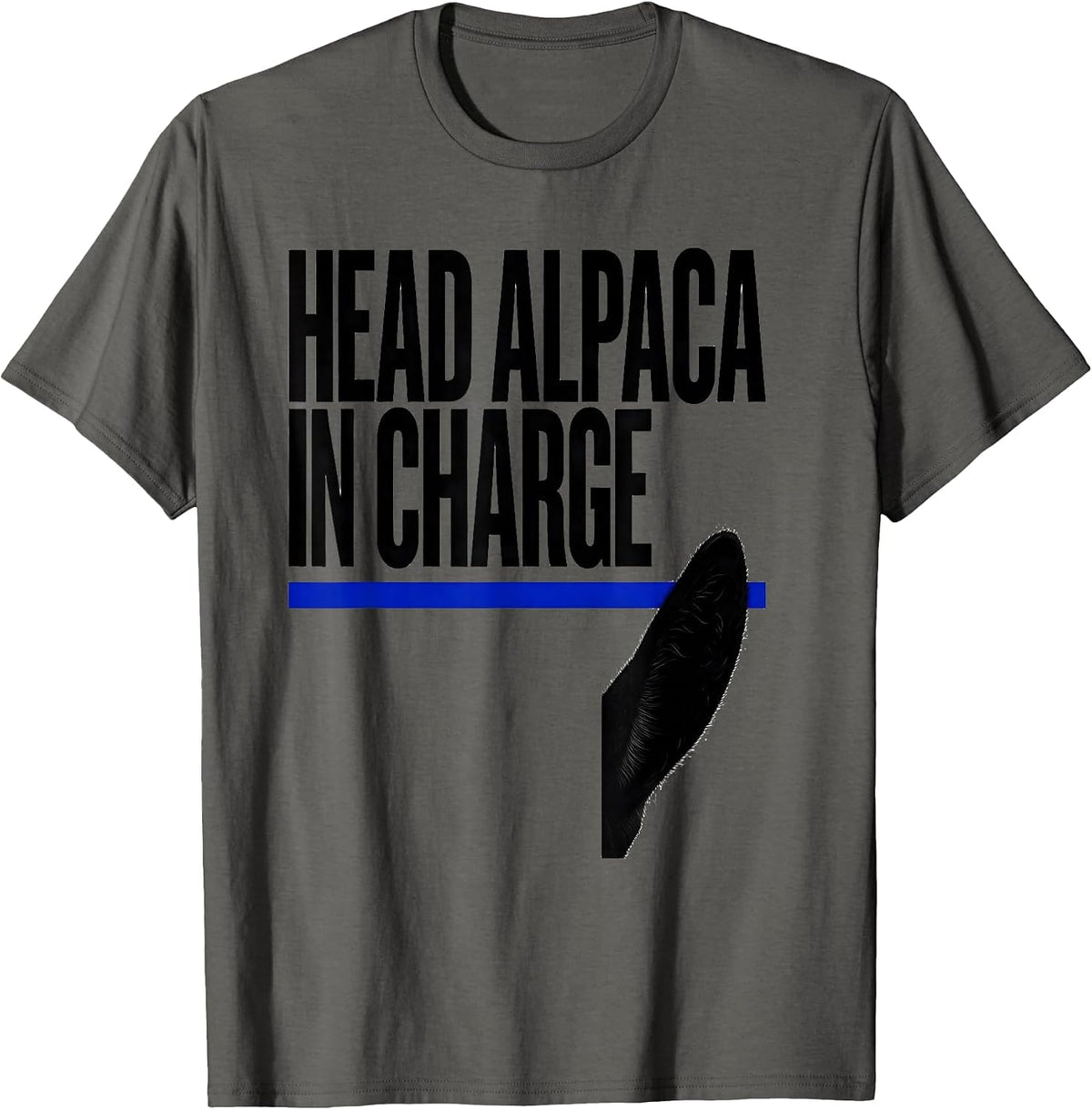 Head Alpaca In Charge Funny Alpaca Lover Animal Humor T-Shirt - Asphalt Grey