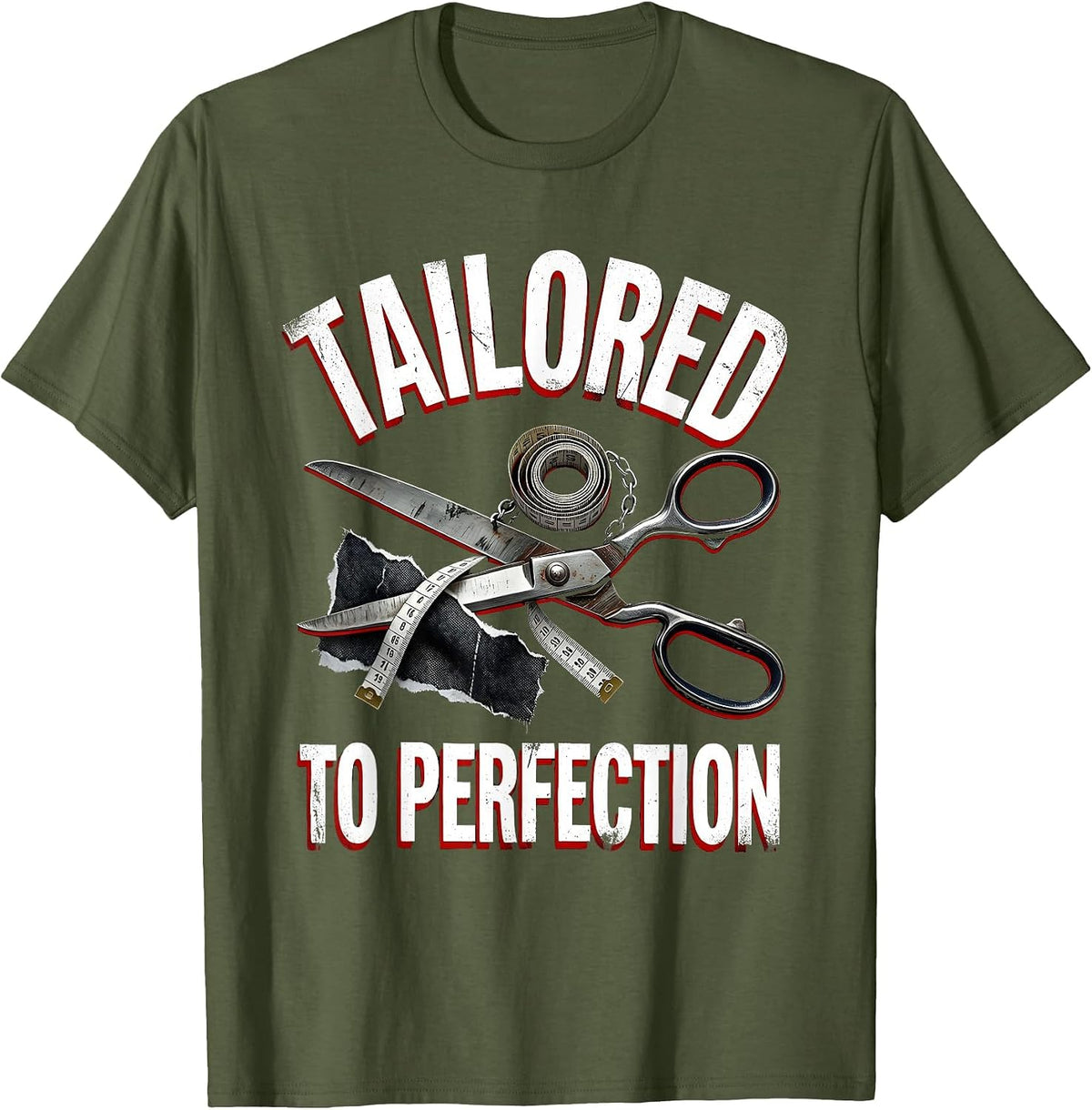 Tailored To Perfection Elegant Style Design T-Shirt - Olive Green