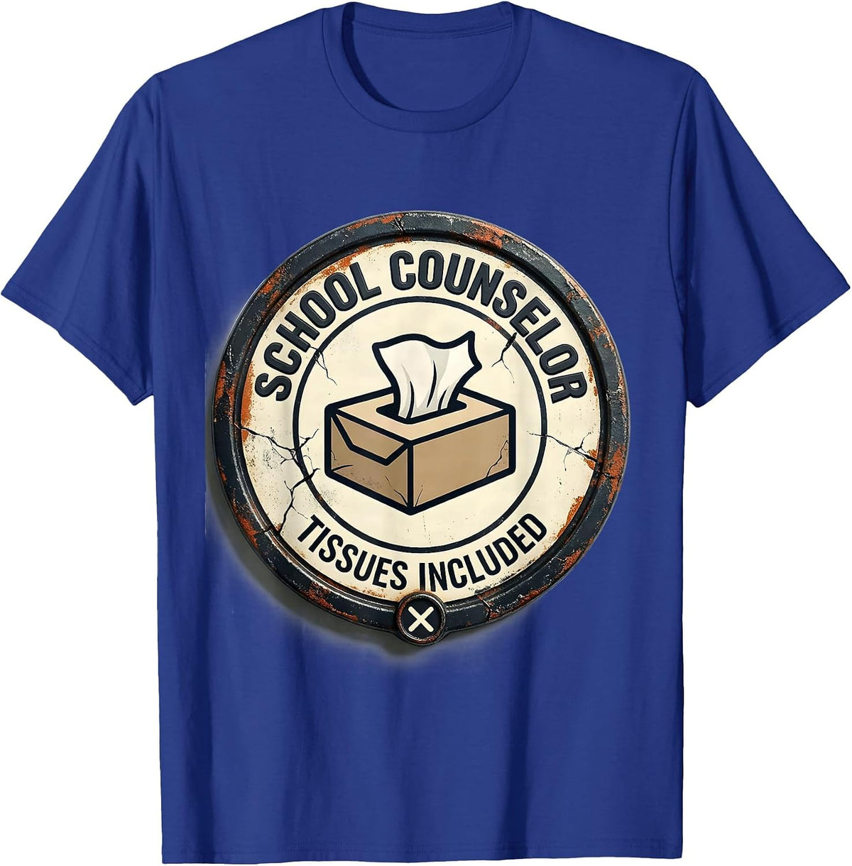 School Counselor Tissues Included Distressed Humor Mental T-Shirt - Royal Blue