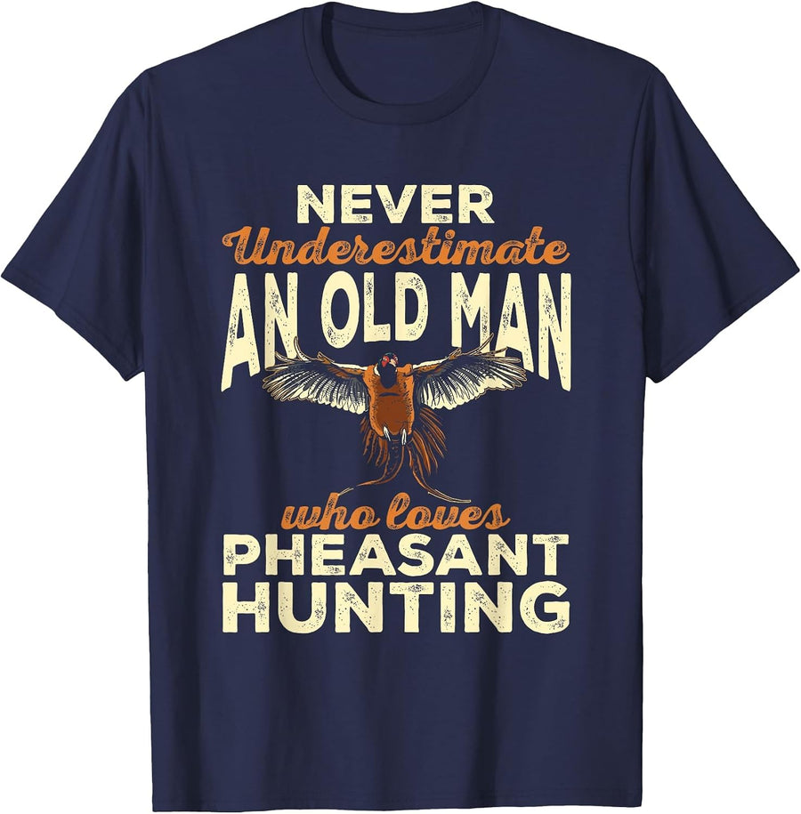 Pheasant Hunting Upland Bird Hunting T-Shirt - Navy Blue