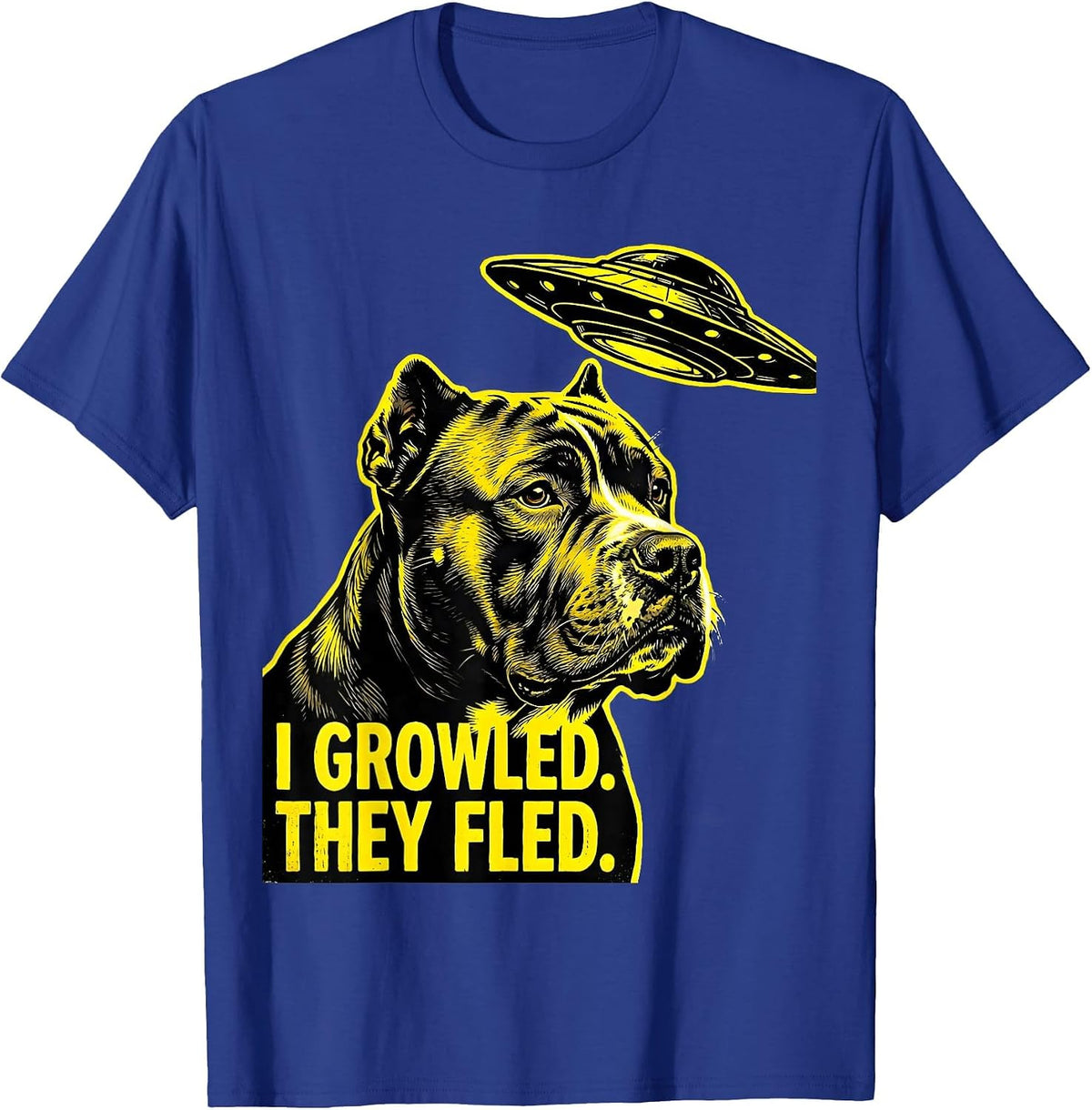 Men's I Growled They Fled Funny Pitbull Dog Meme Gift T-Shirt - Royal Blue