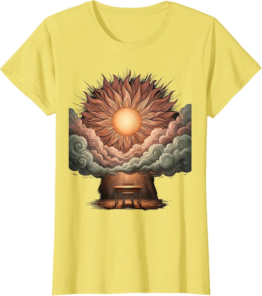 Women's SPED Teacher Sun Breaking Through Storm Clouds T-Shirt - Lemon Yellow