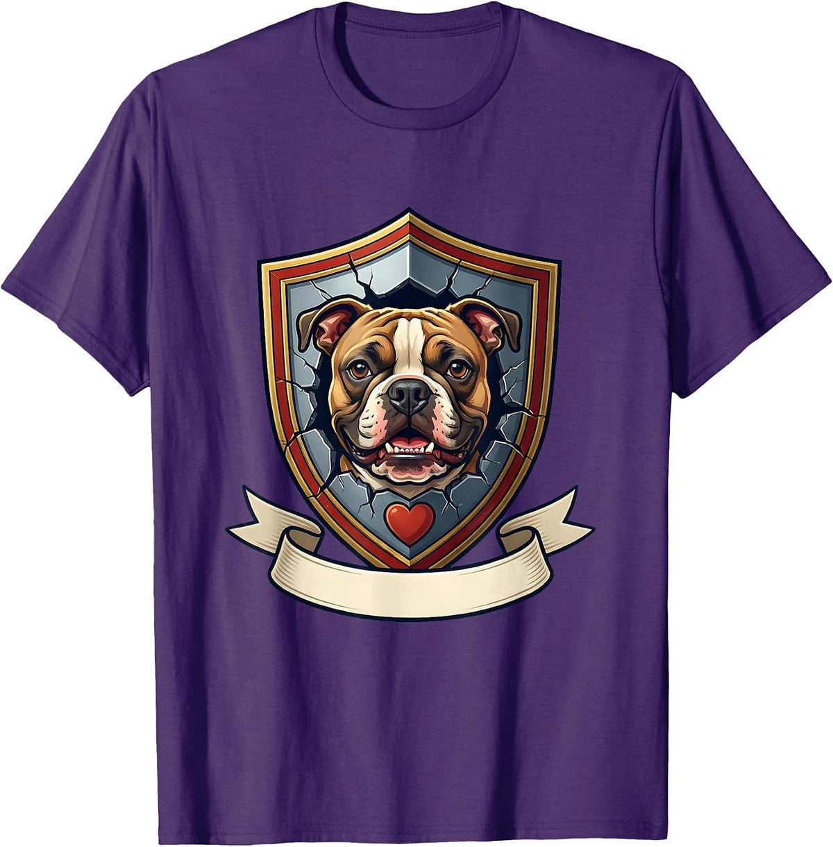 Men's Pittie Crest Pit Bull Dog Lover Mom Humor T-Shirt - Purple