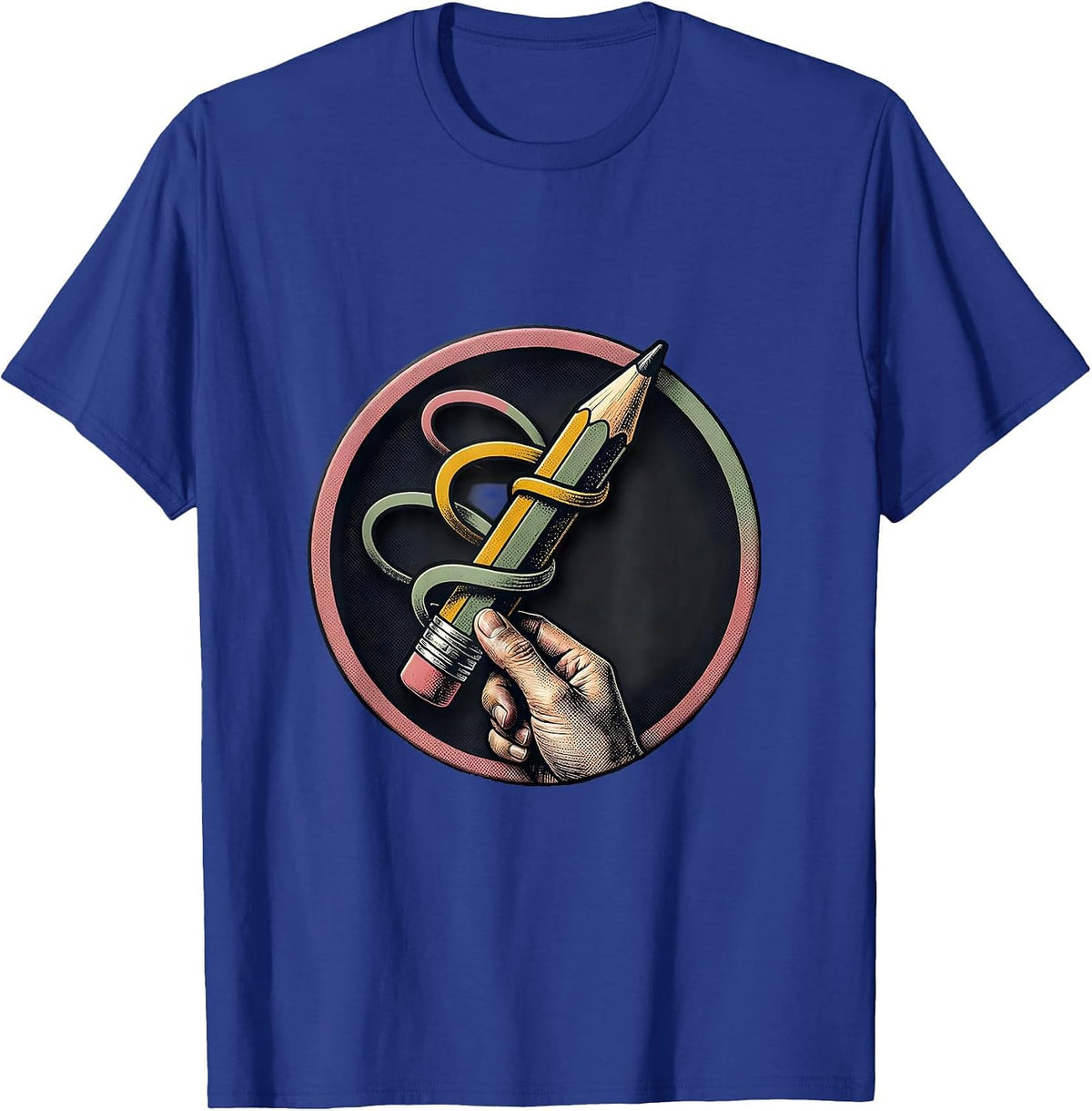 Men's Pencil Grip Occupational Therapy OT Month Workwear T-Shirt - Royal Blue