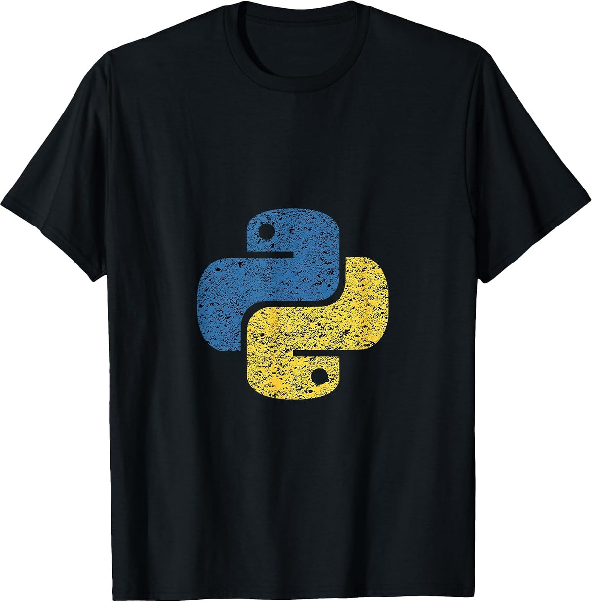 Distressed Python Logo for Engineers T-Shirt - Black