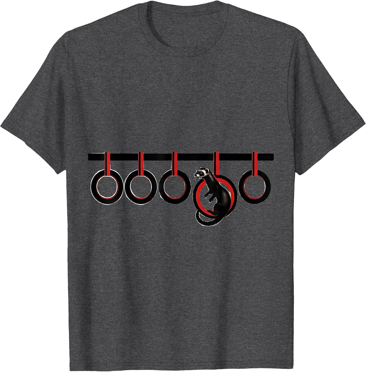 Men's Ferret Rail Ring Coiled Ferret Humor Christmas T-Shirt - Dark Heather Grey