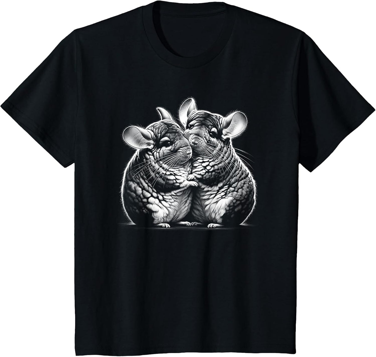 Two Cute Chinchillas Cuddling as a Symbol of Love T-Shirt - Black