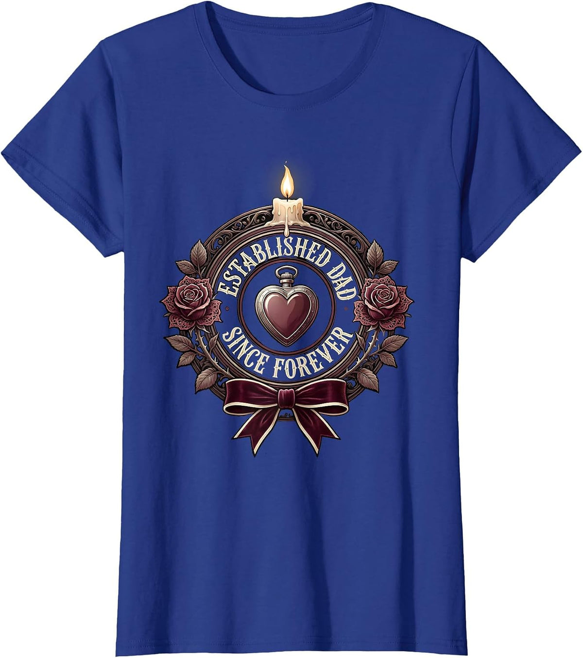 Women's Established Dad Since Forever Funny Father Design T-Shirt - Royal Blue