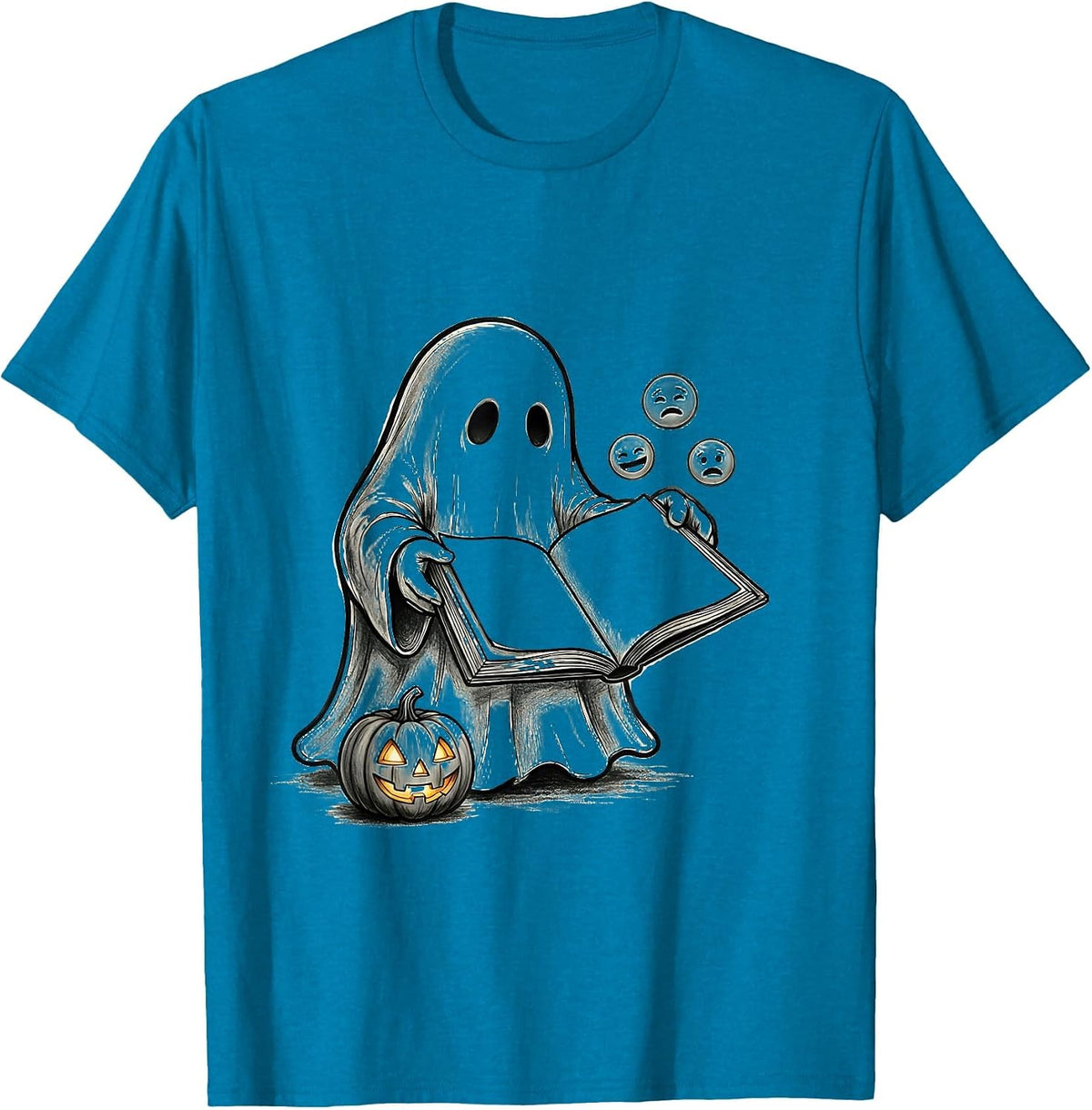 Friendly Ghost Mental Health Awareness School Counselor T-Shirt - Sapphire Blue