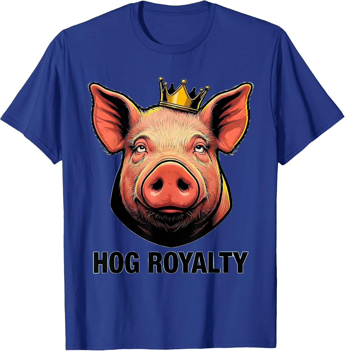 Men's Hog Royalty Funny Farm Animal Cartoon Pig Lover Humor T-Shirt - Royal Blue