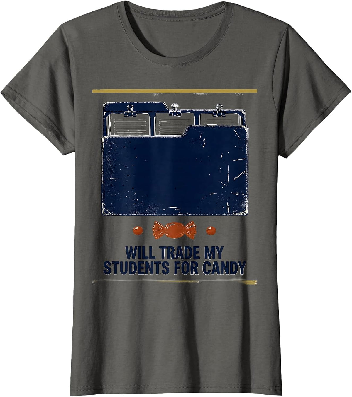 Women's Will Trade My Students For Candy Vintage Teacher Halloween T-Shirt - Asphalt Grey