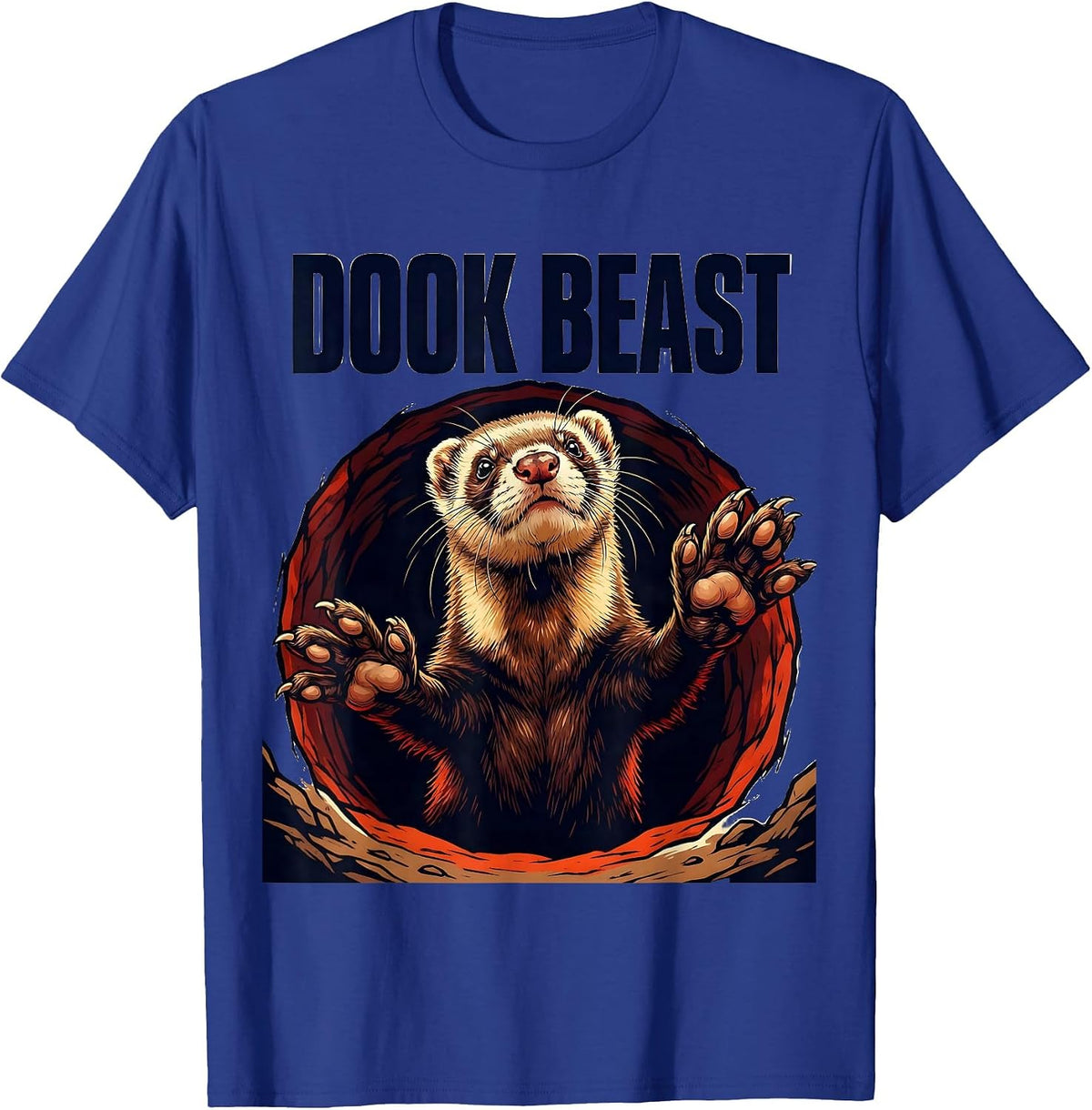 Men's Dook Beast Bold Ferret Lover Gift Ferret Owner Humor T-Shirt - Royal Blue