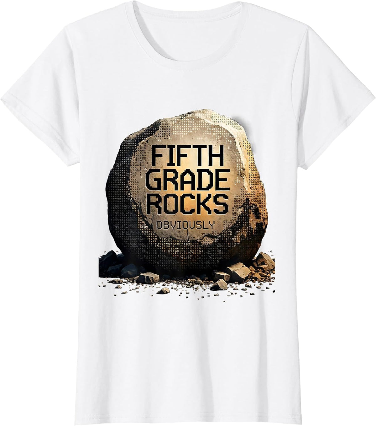 Women's Fifth Grade Rocks Teacher Graphic Design T-Shirt - White