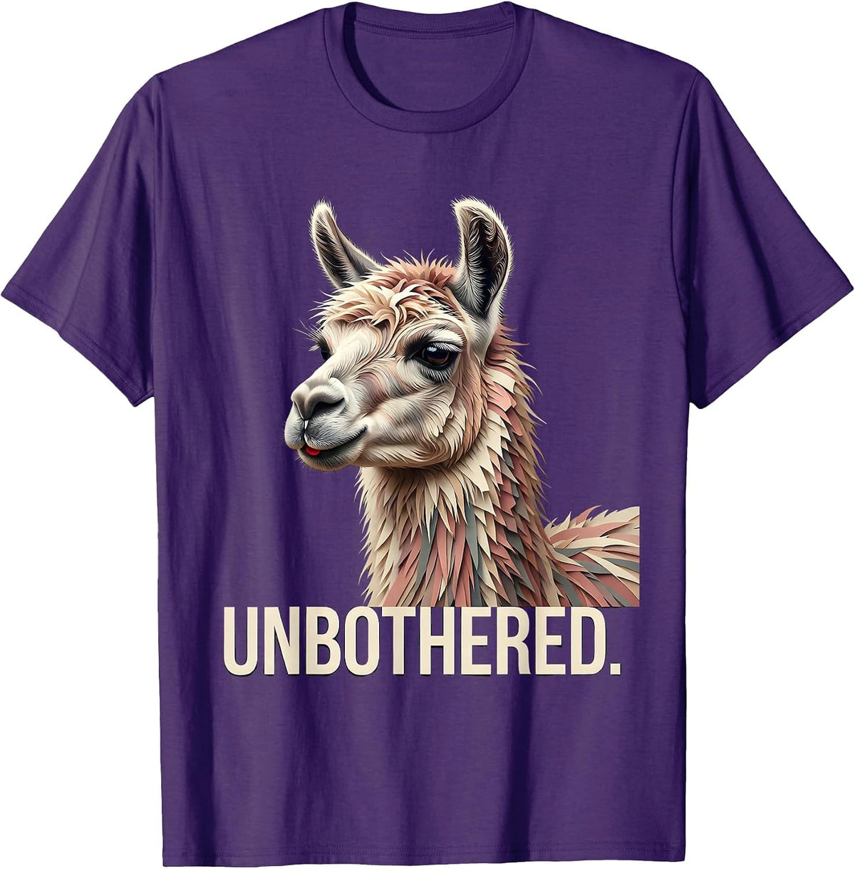 Unbothered Funny Llama Alpaca Pun Humor Novelty Gift T-Shirt - Purple
