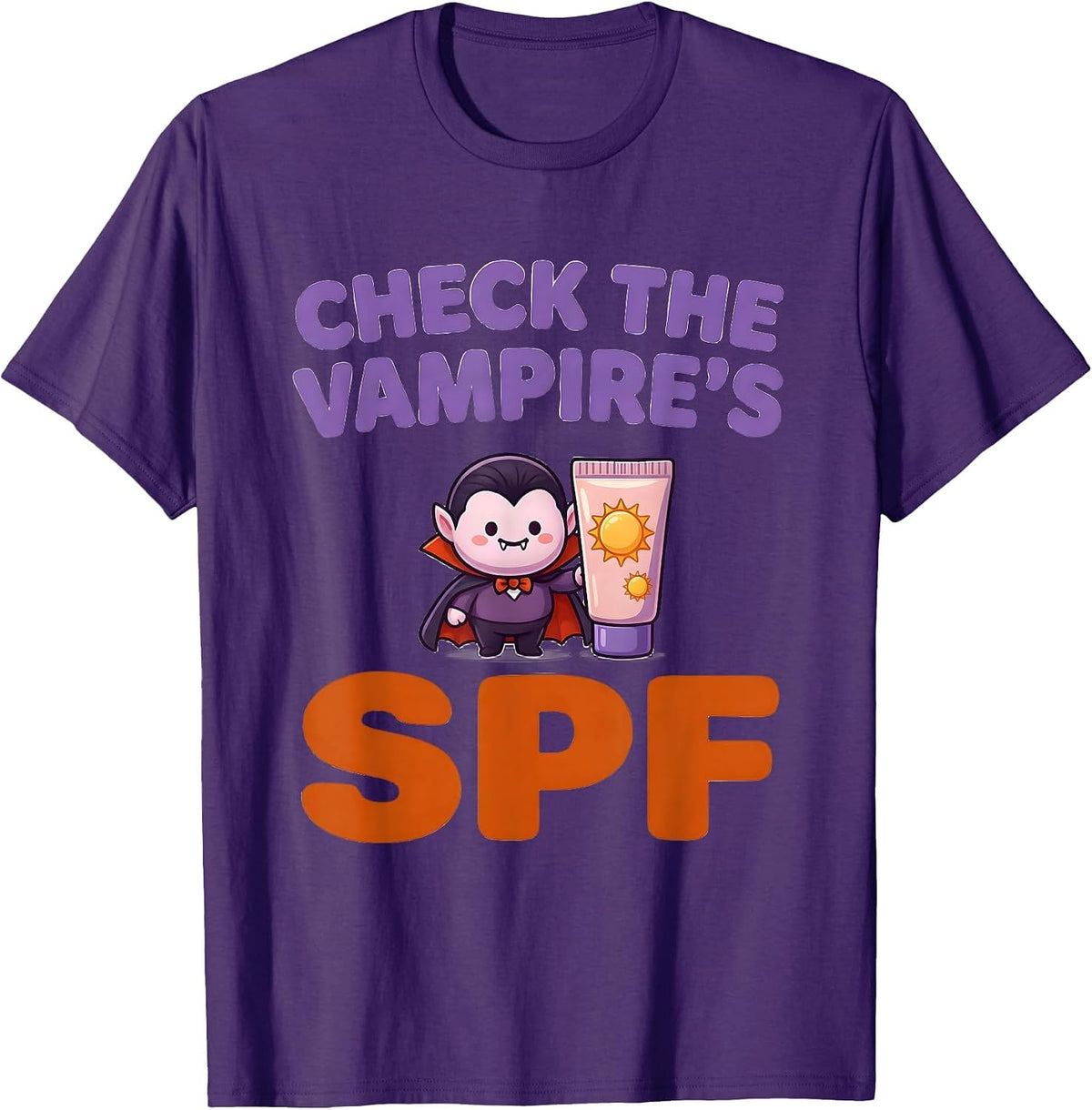 Check The Vampire's SPF Cute Kawaii Halloween Dermatology T-Shirt - Purple