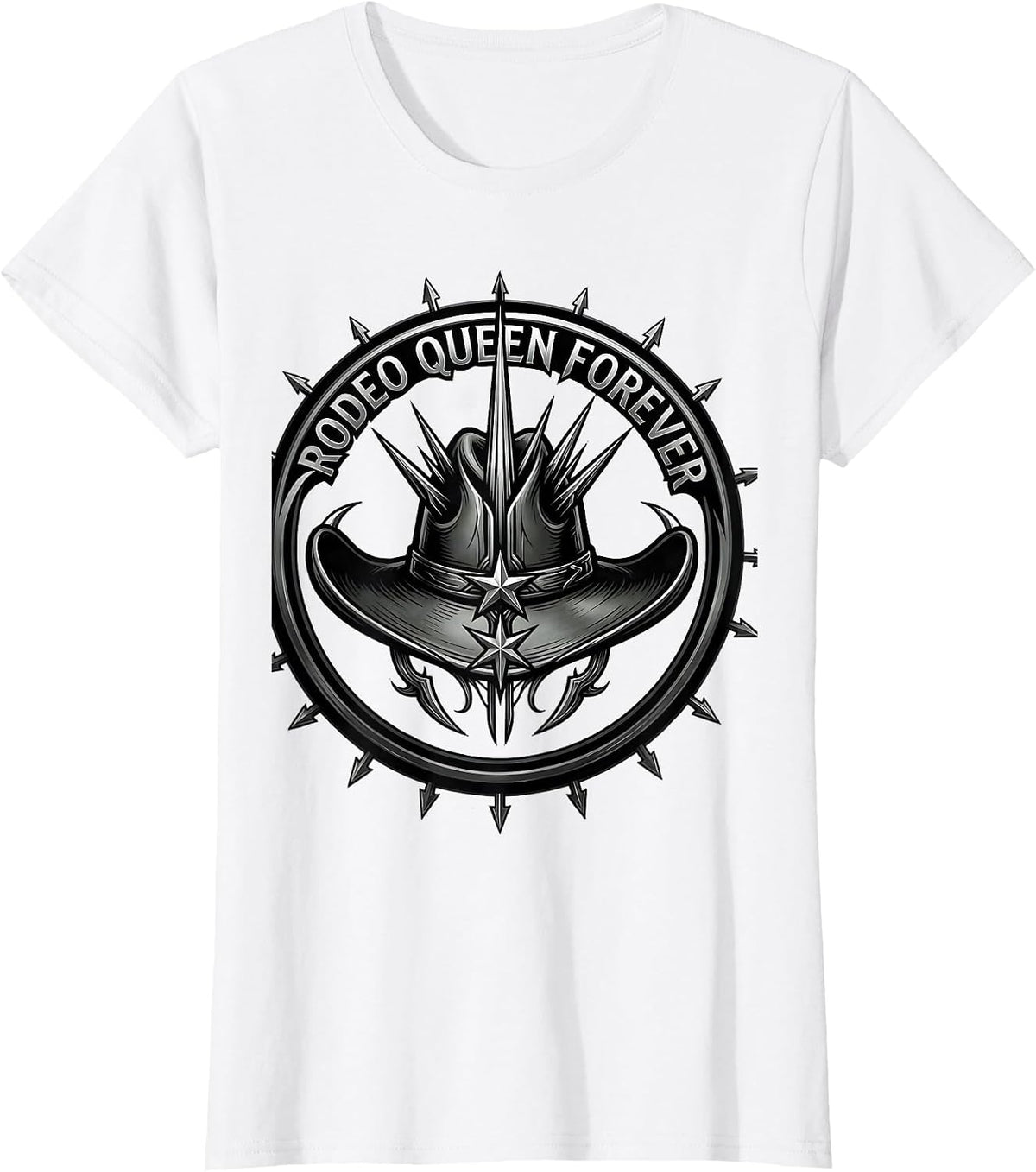 Women's Rodeo Queen Forever White Cowgirl Design T-Shirt - White