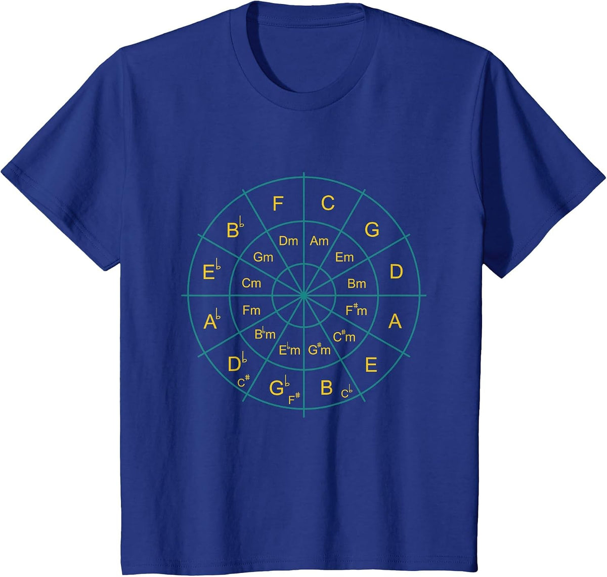 Circle of Fifths Music Teacher Music Student Composer T-Shirt - Royal Blue
