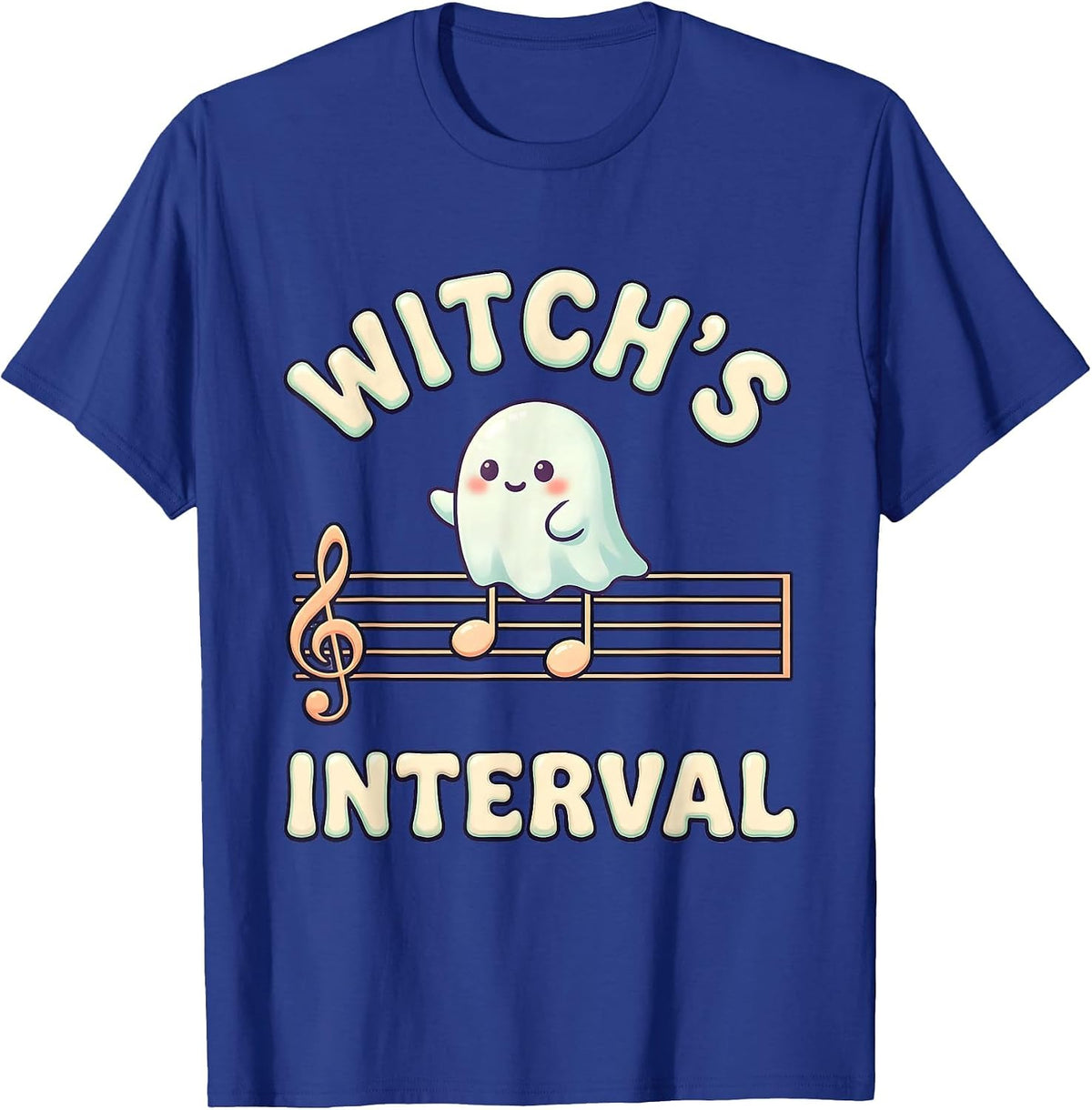 Witch's Interval Cute Kawaii Ghost Music Teacher Halloween T-Shirt - Royal Blue
