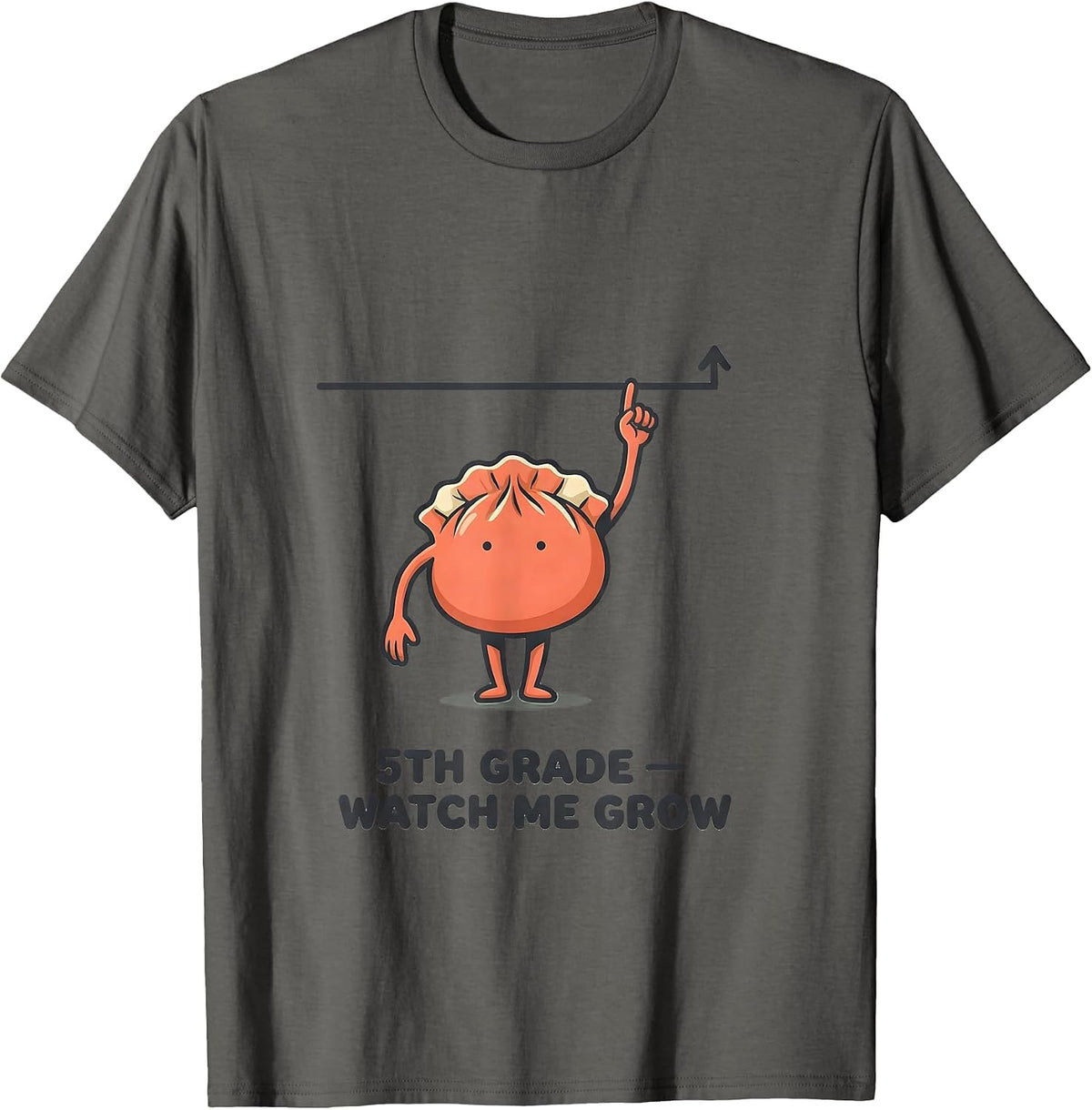 5th Grade Watch Me Grow Cute Dumpling Back to School Girl T-Shirt - Asphalt Grey