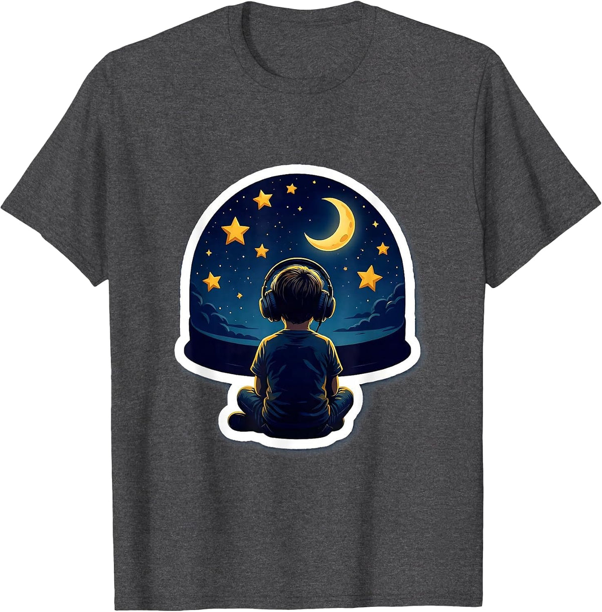Special Education Starry Sky Headphones Child Design T-Shirt - Dark Heather Grey