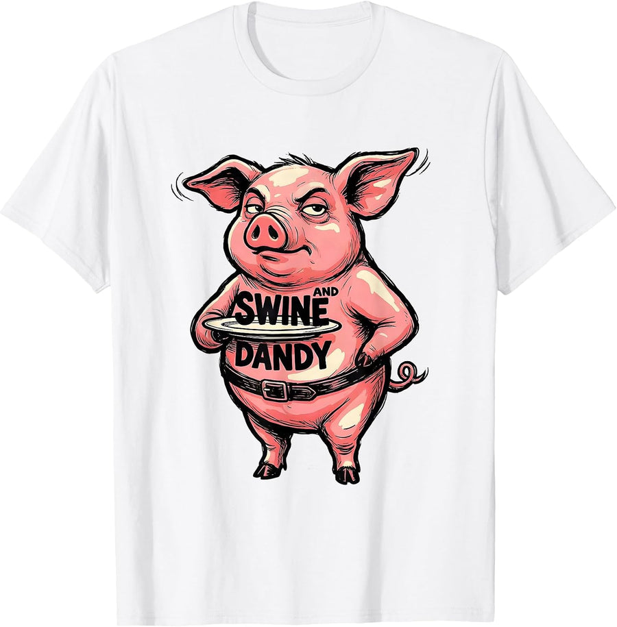 Men's Swine And Dandy Funny Pig Lover Farm Animal Humor T-Shirt - White