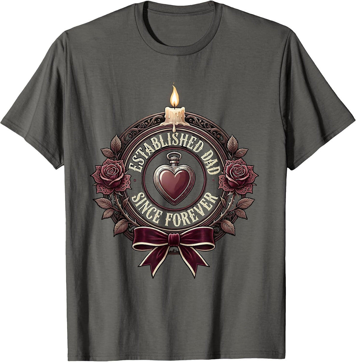 Men's Established Dad Since Forever Funny Father Design T-Shirt - Asphalt Grey