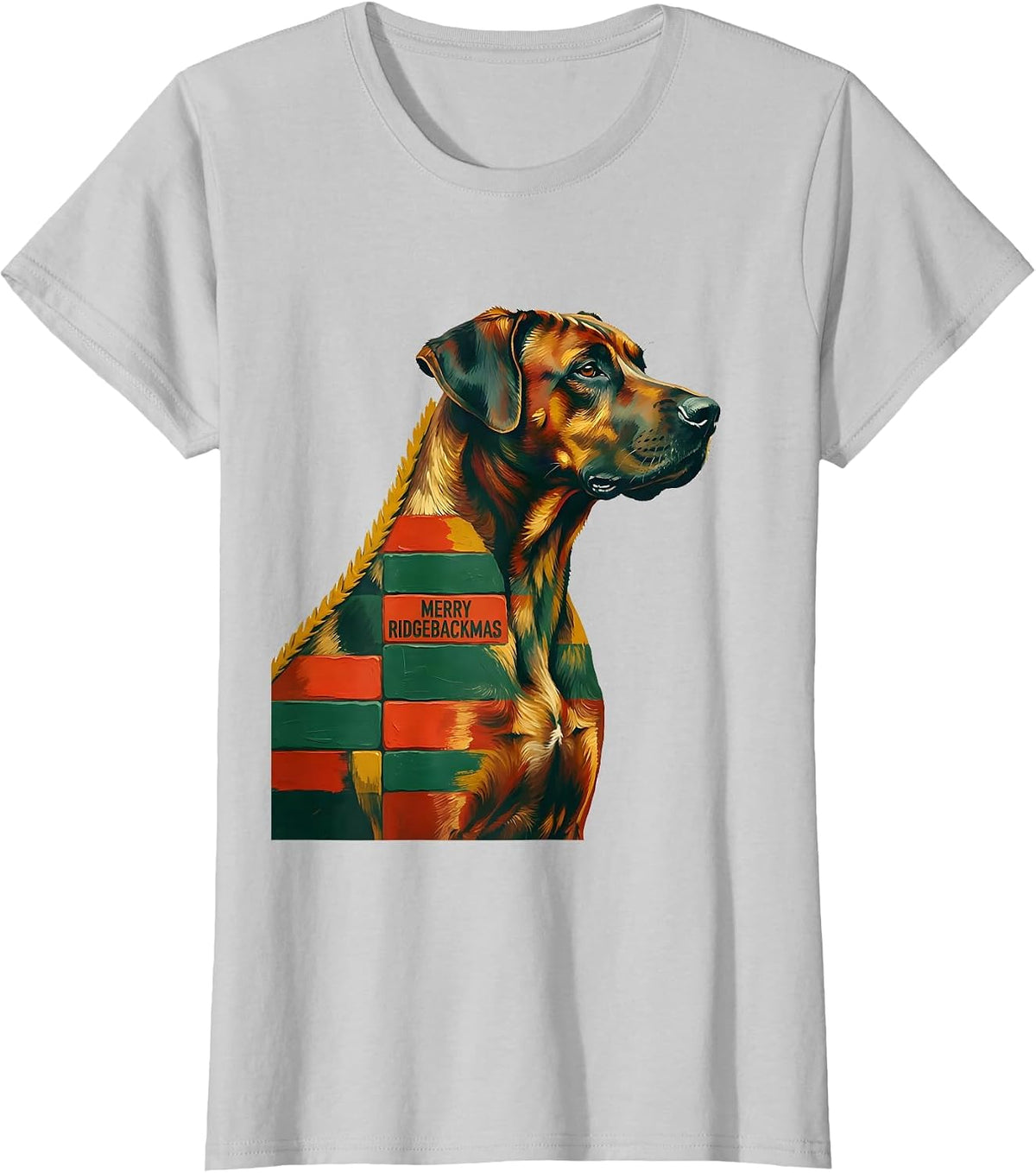 Merry Ridgebackmas Funny Rhodesian Ridgeback Dog Lover T-Shirt - Silver Grey