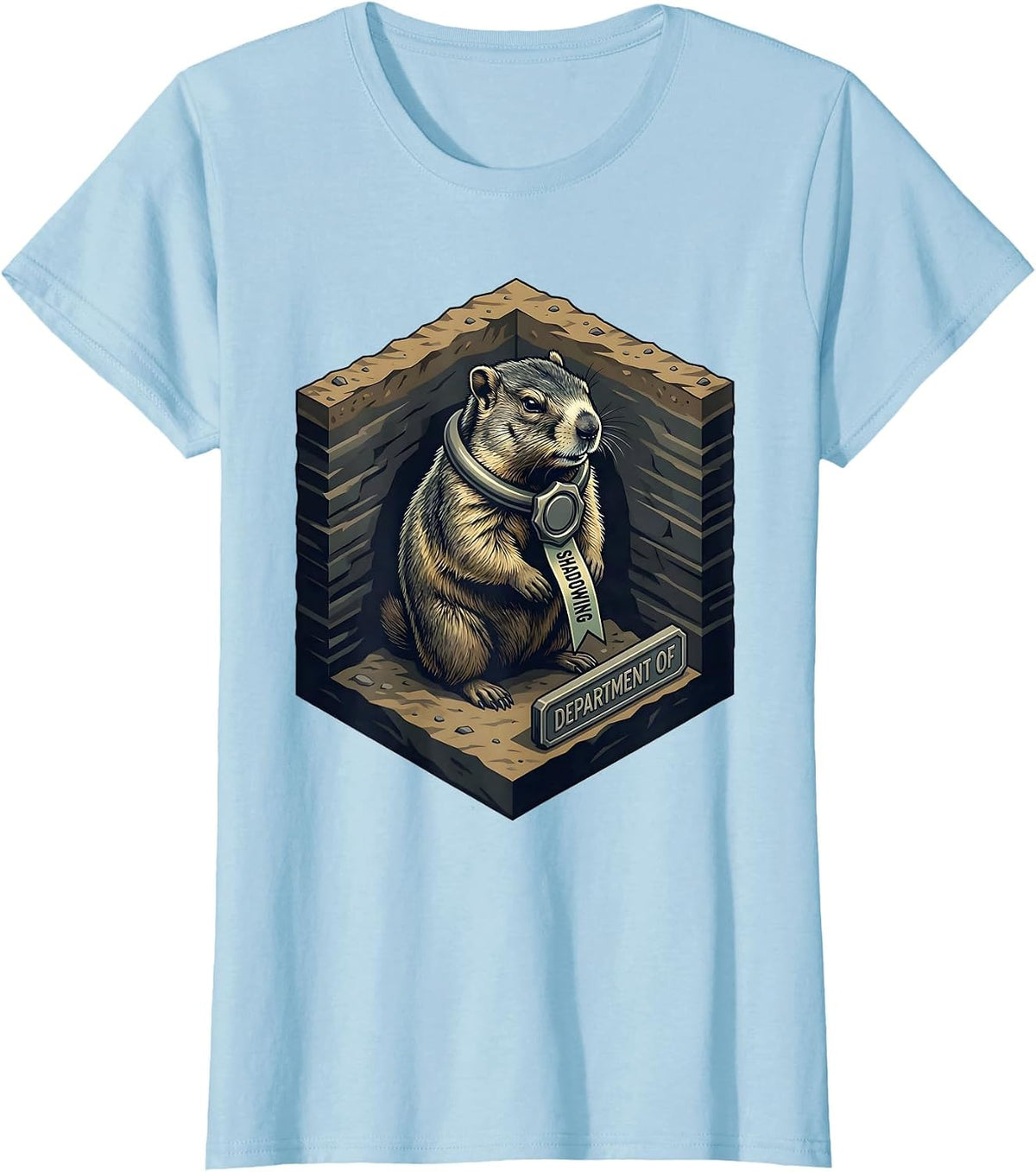 Department Of Shadowing Whimsical Groundhog Humor Gift T-Shirt - Baby Blue