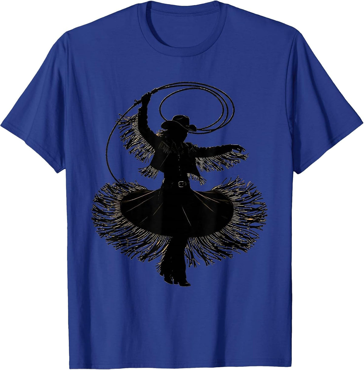 Rodeo Lasso Fringe Jacket Western Cowgirl Graphic T-Shirt - Royal Blue