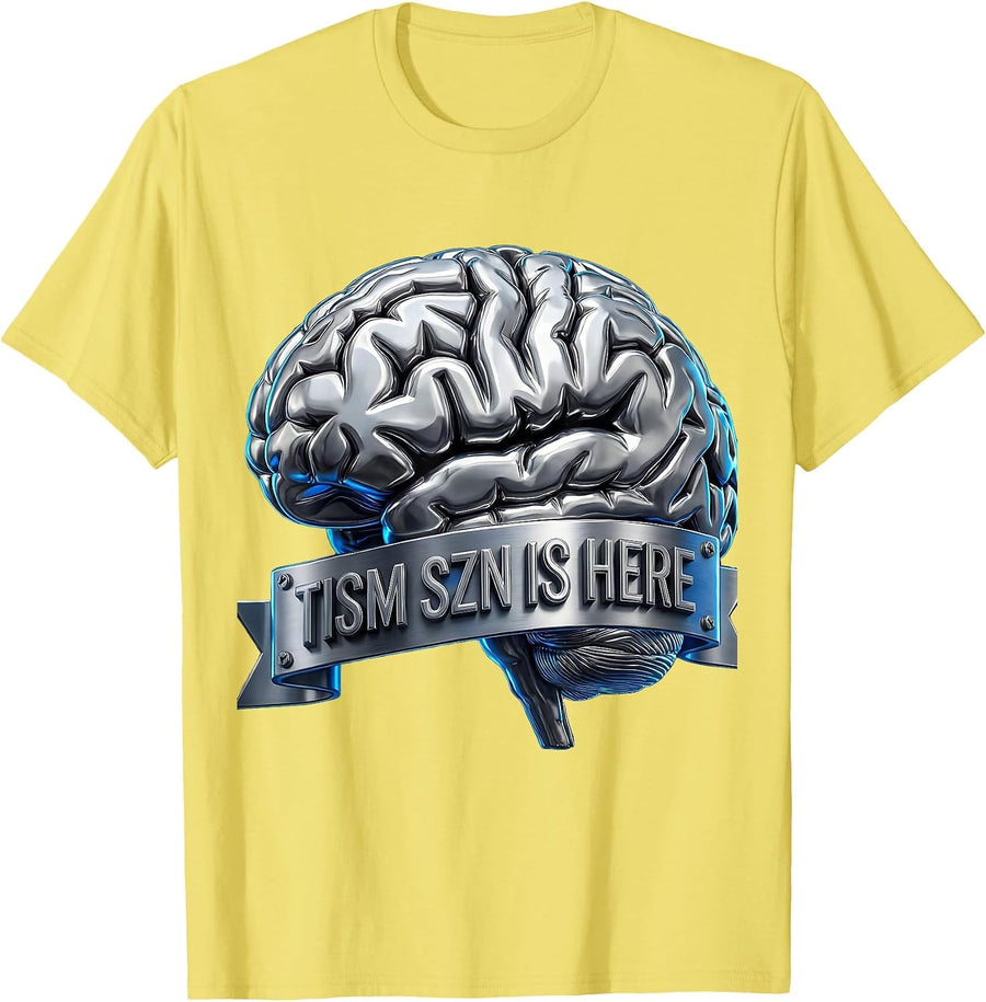 Men's Rizz Em With The Tism Tism Szn Is Here T-Shirt - Lemon Yellow