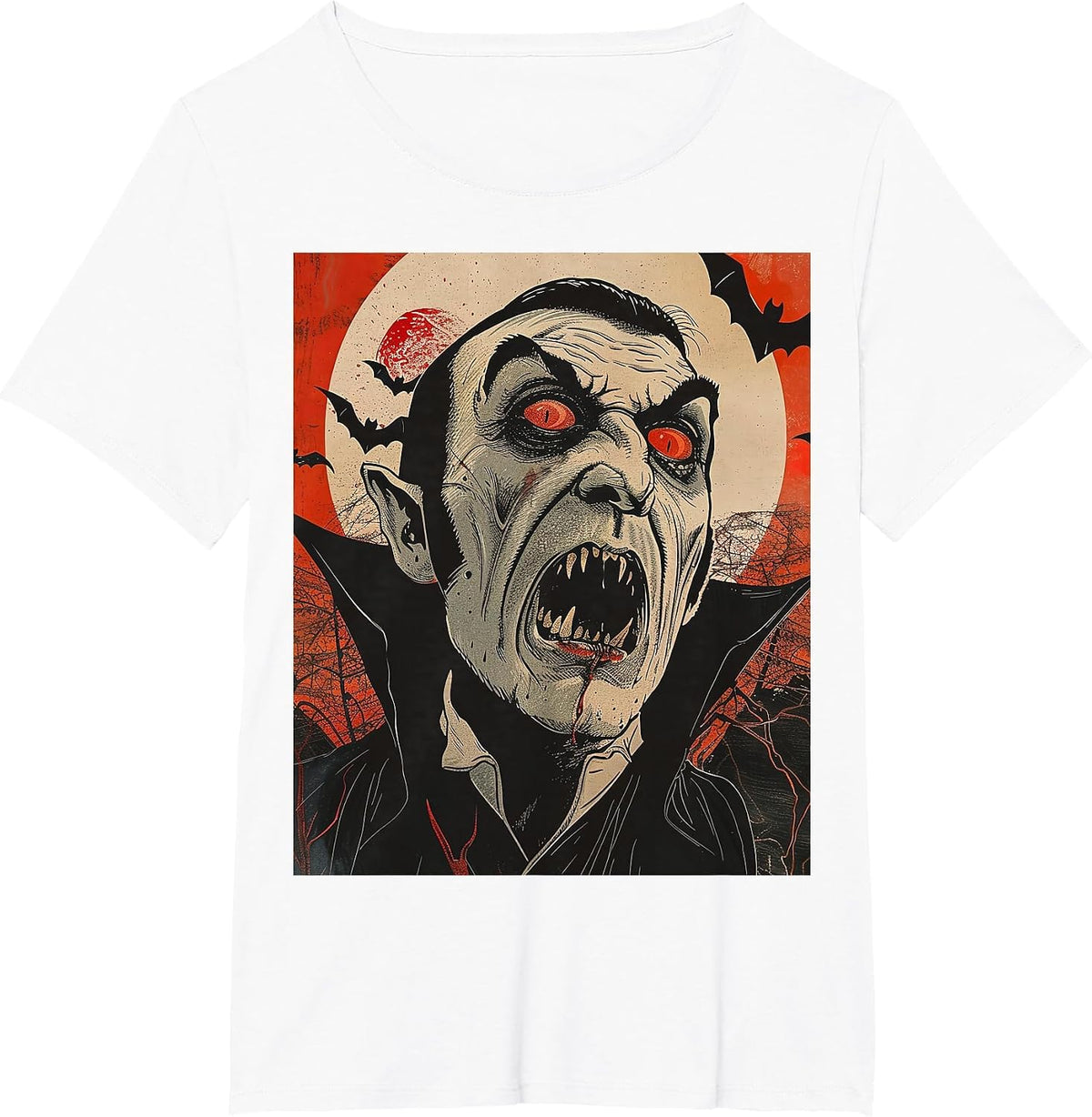 Dracula Vampire Horror Spooky Halloween Costume T-Shirt - White