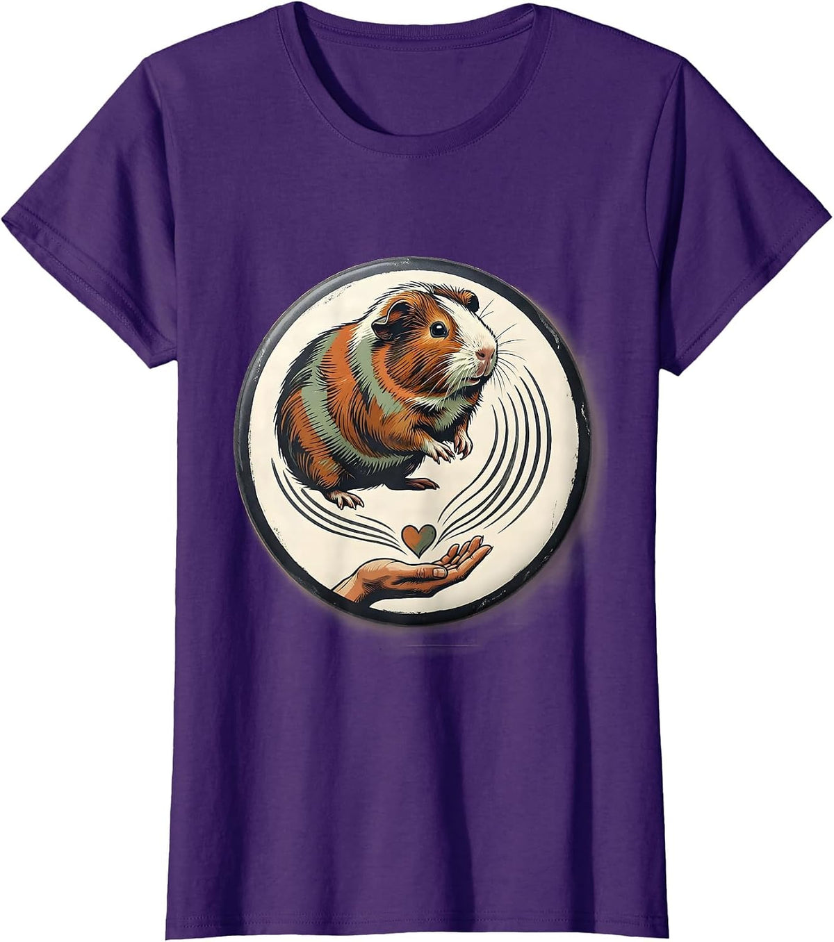 Women's Guinea Pig Badge Rosette Pet Lover Humor T-Shirt - Purple