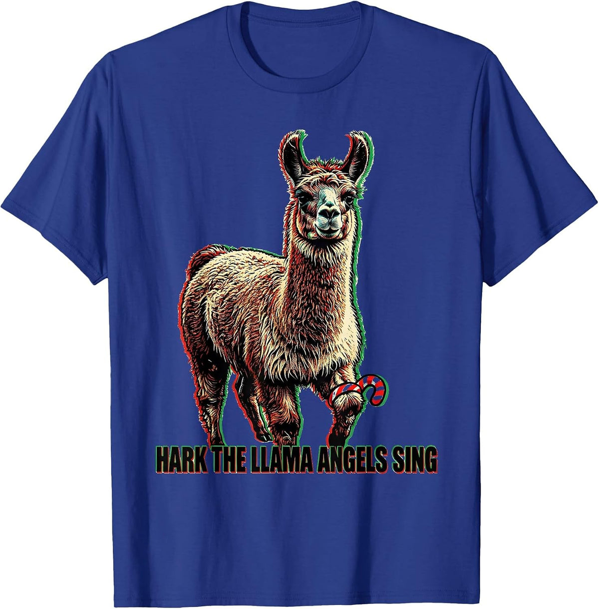 Hark The Llama Angels Sing Funny Christmas Llama Lover Gift T-Shirt - Royal Blue