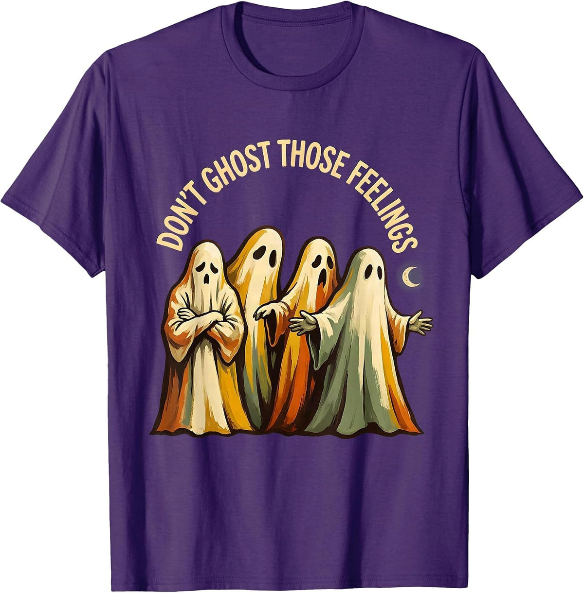 Men's Don't Ghost Those Feelings Halloween Mental Health Counselor T-Shirt - Purple